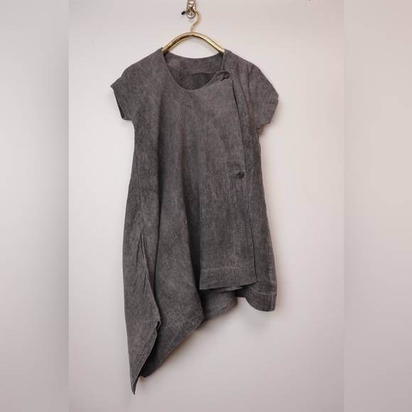 Forme D'expression Italian Made Linen Short Sleeve Tunic Top - Picture 14 of 14